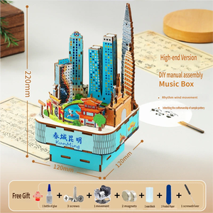 Kit de Modélisme 3D en Bois Style Chinois Amusant et Tendance, Boîte à Musique à Assembler, Cadeau pour Enfants en Gros - Product Image 2