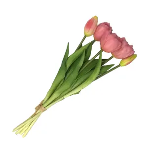 Mehrfarbige Hochzeit dekorative Real Touch Kunststoff künstliche Tulpen Blumenstrauß