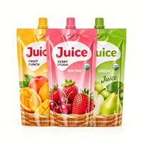 Pochette à bec verseur personnalisée pour l'emballage de jus de fruits et de boissons, sac d'emballage liquide anti-fuite à fond plat
