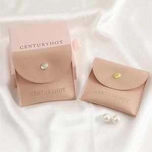 Jinsky 8*8cm sacs à bijoux personnalisés boucles d'oreilles collier anneaux pochette d'emballage de bijoux en cuir Pu avec Logo personnalisé - Product Image 5