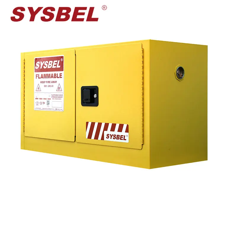 Стандартный 17 gal желтый двухдверный настенный шкаф для хранения легковоспламеняющихся химических жидкостей с FM CE