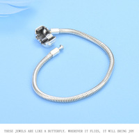 Bracelet Chaîne Souple Uni à Boucle Carrée Simple en Argent Sterling 925, Bangle Basique Os de Serpent, Accessoires DIY pour la Fabrication de Bijoux