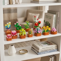 Set de Bloques de Construcción de Suculentas 9 en 1, Colección Botánica Artificial DIY, Ladrillos de Flores en Maceta, Juguete Decorativo para el Hogar, Venta al por Mayor