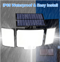 Lámpara de Pared con Sensor de Movimiento y Múltiples Cabezales, Alimentada por Energía Solar, para Exteriores, Garaje, Seguridad, Nuevo Modelo 348/428 LED