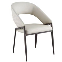 Chaise de salle à manger moderne en cuir PU, dossier rembourré, pieds en fer, assise ergonomique, mobilier imperméable pour la maison et l'hôtel
