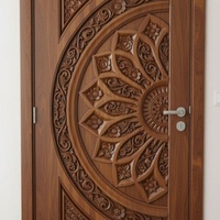 Portes résistantes aux balles en bois massif sculpté sur mesure de style antique traditionnel pour villa, maison classique, intérieur d'appartement