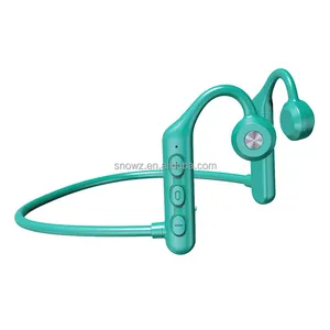 Earphone tali leher konduksi udara headphone nirkabel warna biru
