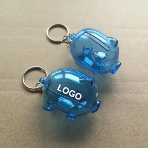 Llaveros de cerdito de plástico transparente personalizados con marca, para regalo bancario, con monedero y anillas para llaves - Product Image 1