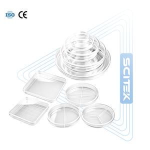 Placas de Petri Estériles SCITEK, Placas de Petri de Plástico para Laboratorio, Placas de Cultivo Microbiológico para Cultivo de Bacterias y Células, Suministros de Laboratorio - Product Image 1