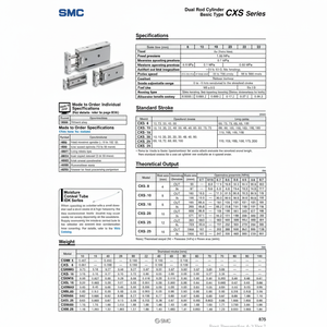 SMC Pneumatics Cylindre à double tige CXSL6-20 Pièces pneumatiques - Product Image 1