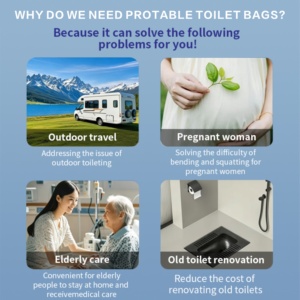 Toilette portable légère, pliable, rechargeable, inodore, à fermeture automatique par thermoscellage, pour le camping - Product Image 3