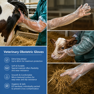 Degao Disposable 80cm Sterile PE Veterinary Long Arm Obstetric <b>Gloves</b> for Farm Cattle Sheep Breeding Insemination Operation - Product Image 2