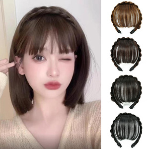 <span class=keywords><strong>Capelli</strong></span> anteriori frangia frangia estensioni dei <span class=keywords><strong>capelli</strong></span> parrucche sintetiche fascia per le donne ragazze - Product Image 2