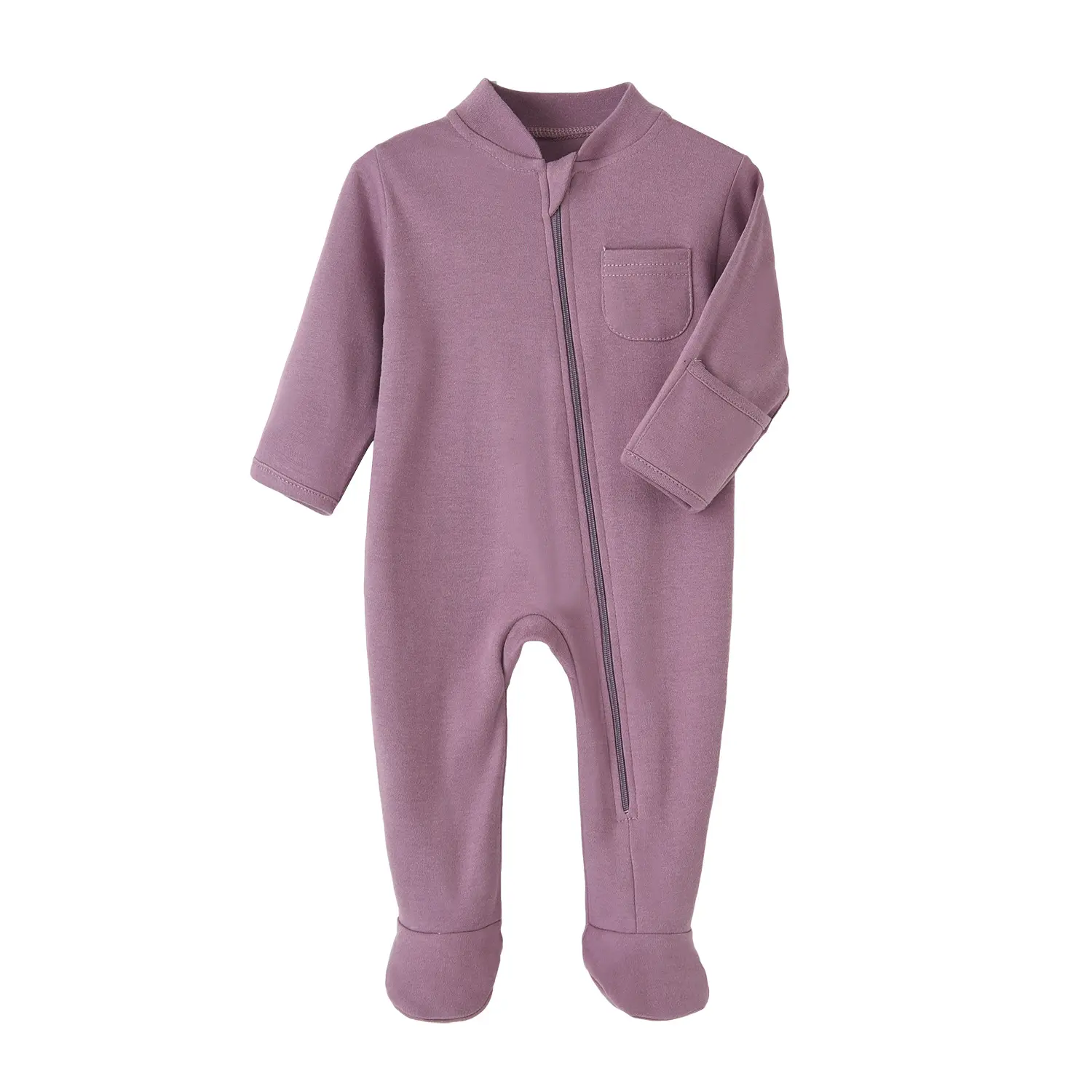 Nouveau doux bébé vêtements bébé garçons filles combinaison 95% bambou Viscose 5% Spandex personnalisé imprimé dors bébé à volants bouton barboteuse