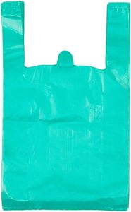 Huamaoheng T-Shirt Bags, Plastic Grocery Bags with Handles in Bulk for Shopping and Restaurant, 12×20 inch (Lake <b>Blue</b>,50 Pcs) - Product Image 2
