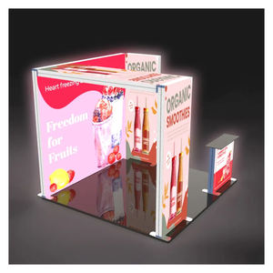 บูธจัดแสดงแบบป็อปอัพฉากหลังทำจากผ้าใช้ดึงติดผนังตู้โชว์ผนังพร้อมกล่องไฟสำหรับงานแสดงสินค้า - Product Image 5