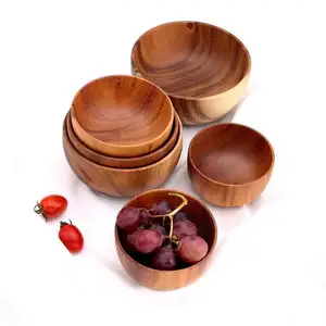 Wooden Kitchenware Bowl High Demand Products Custom Wholesale Environment Friendly Wood Acacia Cooking Bowls Tableware