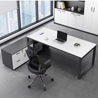 Set Scrivania e Sedia da Ufficio a L Personalizzato, Ecologico, Superficie Impermeabile/Ignifuga, Scrivania Direzionale Moderna e Resistente per Manager