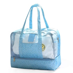 Mesh Polka Dot Duffel Bag Zipper Closure Waterproof Travel Tote For Women Bulk - Product Image 1
