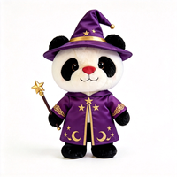 Peluche Panda Magicien Halloween 2026 – Adorable Panda en Peluche Violette avec Costume de Magicien pour Fête d'Enfants