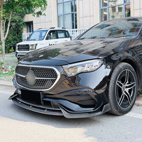 Spoiler Bibir Bumper Depan ABS Piano Black Carbon Fiber untuk Mercedes Benz E Class W214 2024+ E260 E300 AMG Line Body Kit Eksterior
