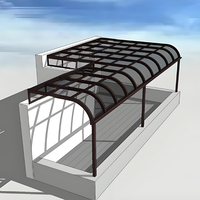 Auvent moderne élégant en alliage d'aluminium thermolaqué, résistant aux UV, autoportant, avec voile en polycarbonate DEJI