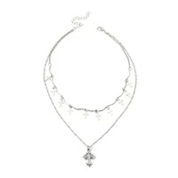 Collier ras du cou rétro multicouche avec pendentif croix, style influenceur, vente en gros