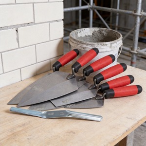 Carbon Steel <b>Plaster</b> Trowels <b>Set</b> Flat Pointed Ergonomic Handle Industrial Grade For Masonry And Tile Work - Product Image 1