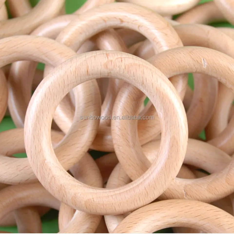 High Quality Beech Wood Ring Use For Curtain Ring Wood Clothes Hanger Wooden Ring For toy accessories