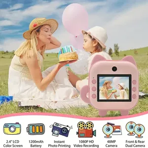 Kamera Perekam Video anak-anak dengan gambar cetak instan Selfie & foto depan belakang fungsi perekaman tersembunyi hadiah mainan untuk anak laki-laki dan perempuan - Product Image 6