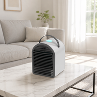 Mini Raffrescatore d'Aria Elettrico Portatile da Tavolo con Serbatoio d'Acqua da 700ml, Design con Cubetti di Ghiaccio, Umidificatore DC per Hotel e Casa