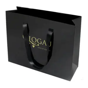 맞춤형 인쇄 브랜드 로고 디자인 프로모션 럭셔리 의류 소매 선물 쇼핑백 의류 블랙 보석 종이 가방
