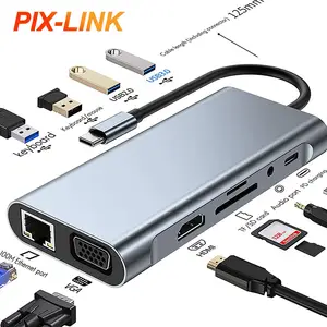 PIX-LINK Custom OEM USB tipo-c Hub tipo C estación de acoplamiento con hd-mi + usb3.0 + PD cargador de entrega de energía usb-c A Adaptador USB para surfacepro