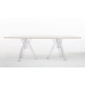 OMETTO ELL001 220x115 cm piano in legno bianco piano ovale ellittico per Home Bar trasparente in policarbonato Design vetro caratteristica - Product Image 2