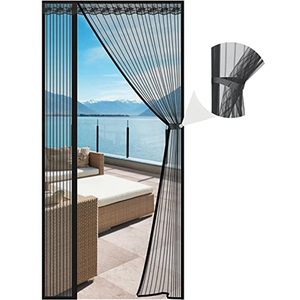 Mosquitera de puerta magnética con apertura lateral, cortina de tamaño personalizado, malla Invisible antimosquitos para interiores y de verano