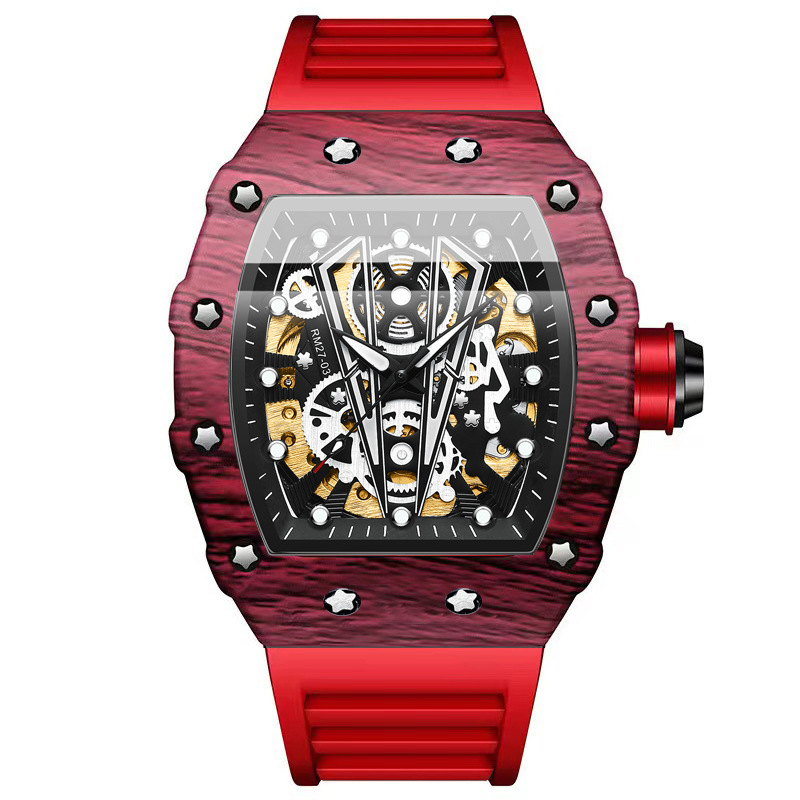 4 cassa rossa quadrante nero cinturino rosso