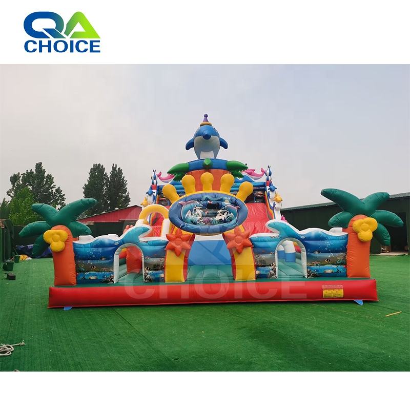 Alibaba Mini Combo Inflatable Inflatable SeaWorld Double Slide Dolphin and Sharks Theme Inflatable ...
