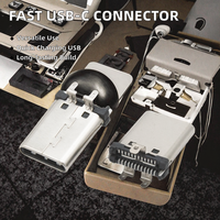 Connecteur de charge rapide USB Type-C 24 broches vertical droit, USB Type B en cuivre 3A