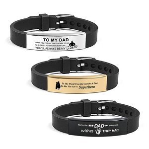 Regalos para el Día del Padre, Brazalete <span class=keywords><strong>con</strong></span> Frase Inspiradora, Joyería para Hombre y Mujer, Pulsera de Acero Inoxidable y Silicona - Product Image 6