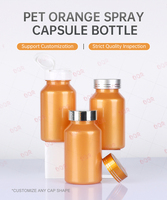 PET Orange Food Grade 200ml Suplemento Cápsulas de vitamina Tableta Botella de plástico con tapa superior abatible personalizada Tapa metálica