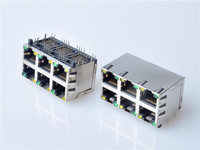Connecteur Ethernet RJ45-35 2*N alimenté par LED, prise PCB double couche multi-sorties
