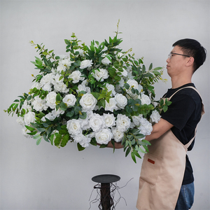 Arreglos Florales Artificiales al por Mayor, Bola de Flores Artificiales de Rosas Blancas, Centros de Mesa Realistas de Flores de Seda para Bodas - Product Image 1