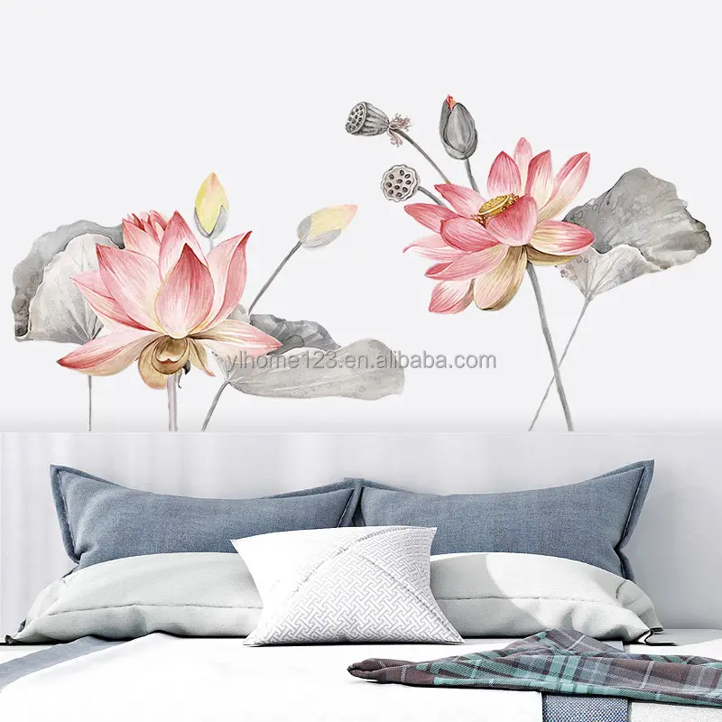 Self Adhesive Personalized Traditional Chinese Flower Room Oil Proof Non-toxic Healthy Wall Decals