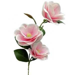 3D in khổng lồ <span class=keywords><strong>Magnolia</strong></span> hoa với màu xanh lá cây để lại chất lượng tốt 3 đầu nhân tạo <span class=keywords><strong>Magnolia</strong></span> tree STEM - Product Image 2