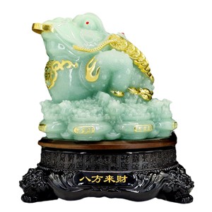 Venta al por mayor resina artesanía estatuilla sapo Fengshui decoración dinero rana y Sapo suerte Jade dinero sapo Decoración - Product Image 1