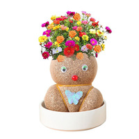 Plante en pot DIY Fleur Artificielle Mignonne pour Maternelle, Petite Plante d'Intérieur en Pot, Tête de Fleur Artificielle