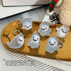 Glow In Dark Ghost Keychain Plastic Resin Halloween Charm Backpack <b>Accessory</b> 3D Cute <b>Doll</b> Toy For Kids And Adults - Product Image 4