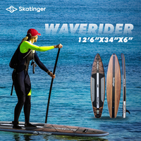 Skatinger 2025 12'6 "Conception en bois SUP planche à pagaie gonflable planche de surf nouveau point de chute Longboard pagaie planche de Padel
