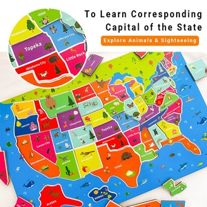 Puzzle Mappamondo in Legno 33 Pezzi, Gioco Educativo per l'Apprendimento della Geografia in Inglese per Bambini dai 4 ai 6 Anni - Product Image 2