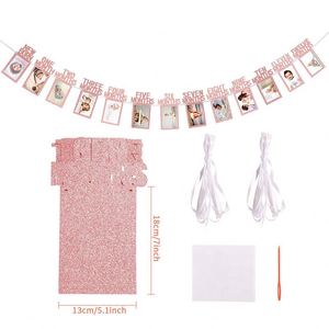 Bendera Foto Bingkai Memori 12 Bulan, Dekorasi Dinding Foto Selamat Ulang Tahun, Bendera Tarik, Perlengkapan Pesta Bayi Laki-laki Perempuan Usia 1 Tahun - Product Image 2